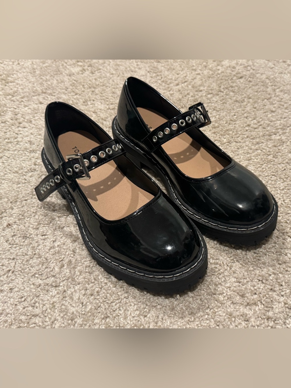 Mary Jane Platform Flats with Studded Strap